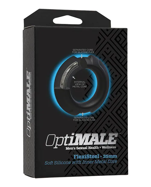 OptiMALE Flexisteel Soft Silicone With Inner Metal Core Cock Ring 35mm Black Opti Male Male Sex Toys OptiMALE Flexisteel Soft Silicone With Inner Metal Core Cock Ring 35mm Black Opti Male Male Sex Toys