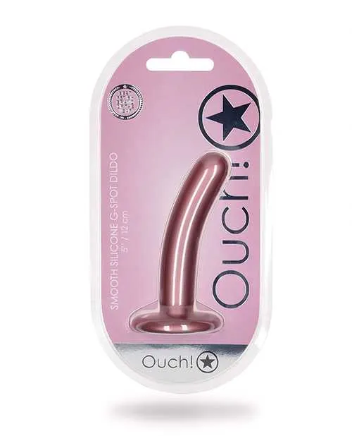 Ouch Female Sex Toys Ouch Smooth GSpot Silicone Dildo 5in Metallic Rose Gold Ouch Female Sex Toys Ouch Smooth GSpot Silicone Dildo 5in Metallic Rose Gold