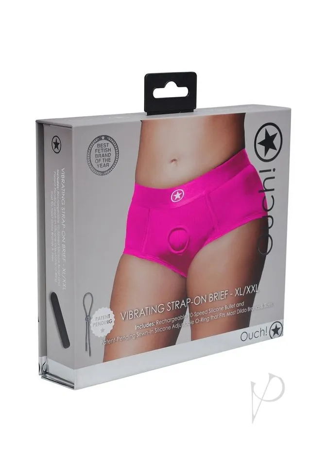 Ouch Female Sex Toys Ouch Vibrating StrapOn Brief Rechargeable XL2XL Pink