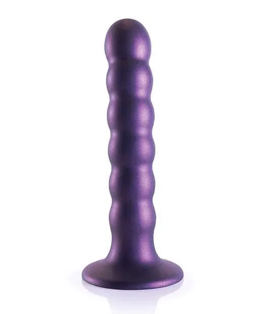 Ouch Ouch Beaded GSpot Silicone Dildo 5in Metallic Purple Female Sex Toys Ouch Ouch Beaded GSpot Silicone Dildo 5in Metallic Purple Female Sex Toys