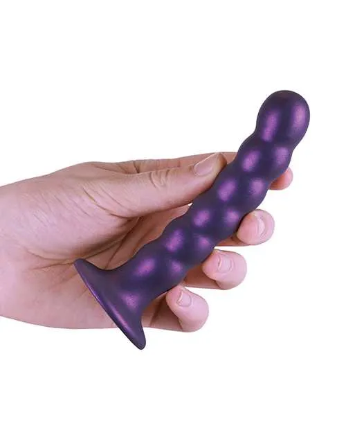 Ouch Ouch Beaded GSpot Silicone Dildo 5in Metallic Purple Female Sex Toys Ouch Ouch Beaded GSpot Silicone Dildo 5in Metallic Purple Female Sex Toys