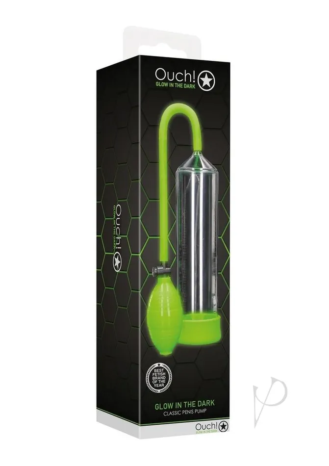 Ouch Ouch Classic Penis Pump Glow in the Dark Green Male Sex Toys