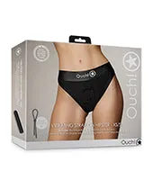 Ouch Ouch Vibrating StrapOn Hipster with Rechargeable Bullet XSSM Black Female Sex Toys Ouch Ouch Vibrating StrapOn Hipster with Rechargeable Bullet XSSM Black Female Sex Toys