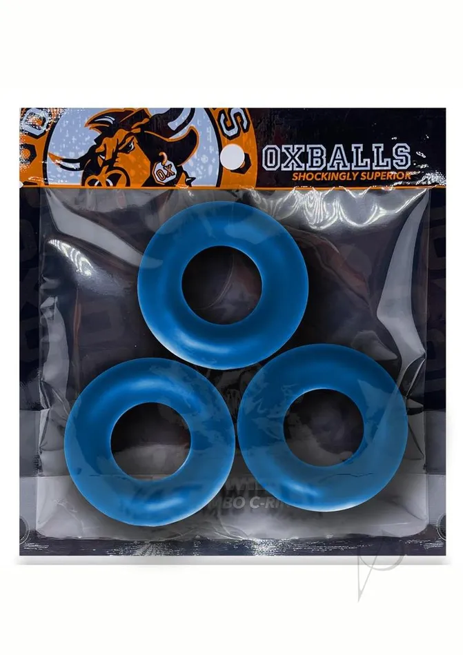 Oxballs Fat Willy Jumbo Cock Ring 3 pack Space Blue Oxballs Male Sex Toys