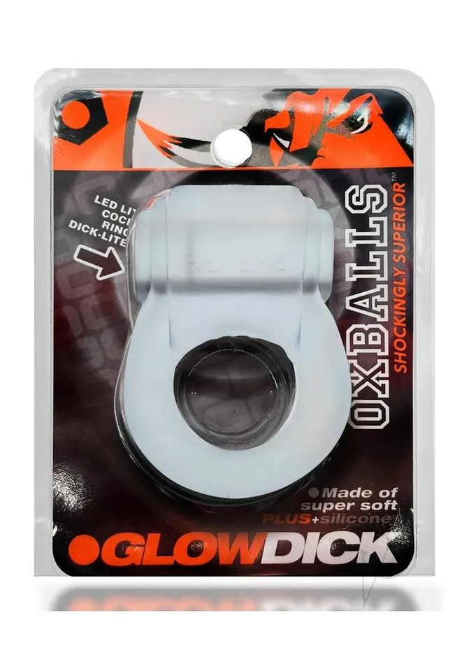 Oxballs Female Sex Toys Glowdick Silicone Cockring with LED Clear Ice