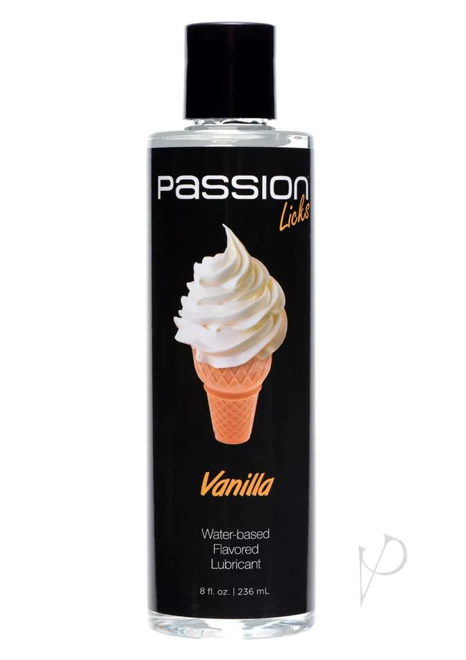 Passion Licks Vanilla Water Based Flavored Lubricant 8oz Passion Dildos