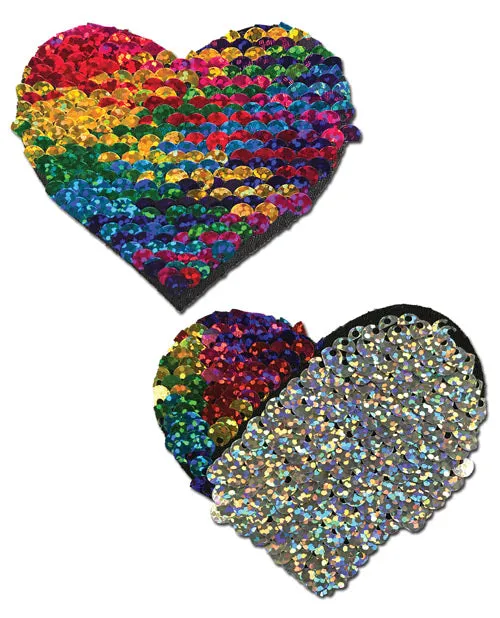 Pastease Anal Pastease Premium Color Changing Flip Sequins Heart Rainbow OS