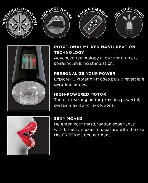 Pdx Elite Male Sex Toys PDX Elite Ultimate Milker 2 Rechargeable Masturbator BlackClear
