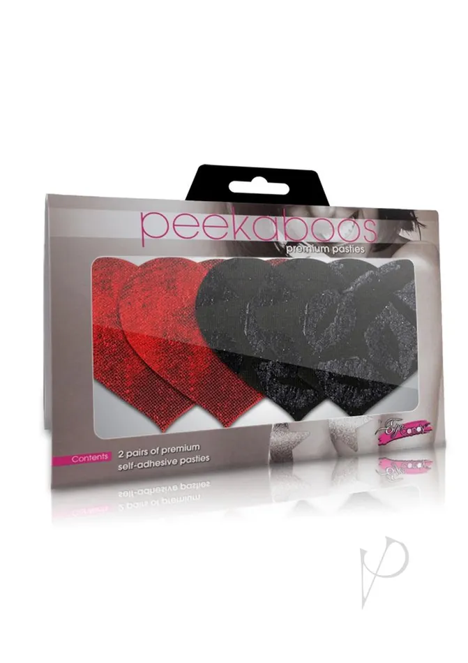 Peekaboo Anal Stolen Kisses Hearts Pasties RedBlack