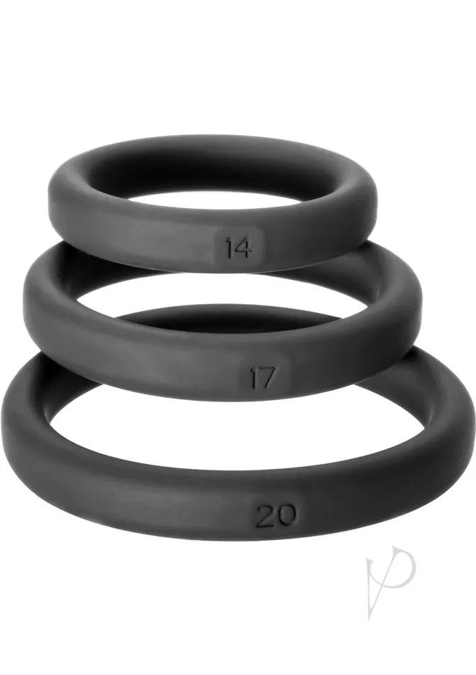Perfect Fit Perfect Fit XactFit Silicone Ring Kit Assorted Size Black 3 pack Anal