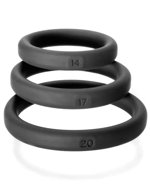 Perfect Fit Perfect Fit XactFit Silicone Ring Kit Assorted Size Black 3 pack Anal