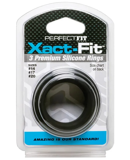 Perfect Fit Perfect Fit XactFit Silicone Ring Kit Assorted Size Black 3 pack Anal