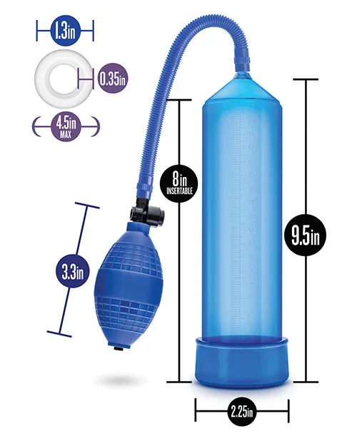 Performance VX101 Male Enhancement Pump 95in Blue Performance Male Sex Toys