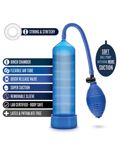 Performance VX101 Male Enhancement Pump 95in Blue Performance Male Sex Toys
