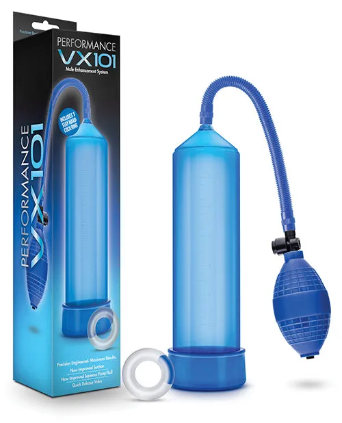 Performance VX101 Male Enhancement Pump 95in Blue Performance Male Sex Toys