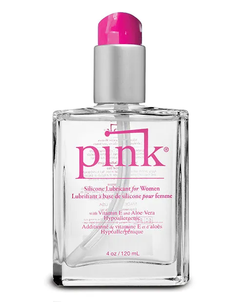Pink Dildos Pink Glass Silicone Lubricant Bottle 4oz
