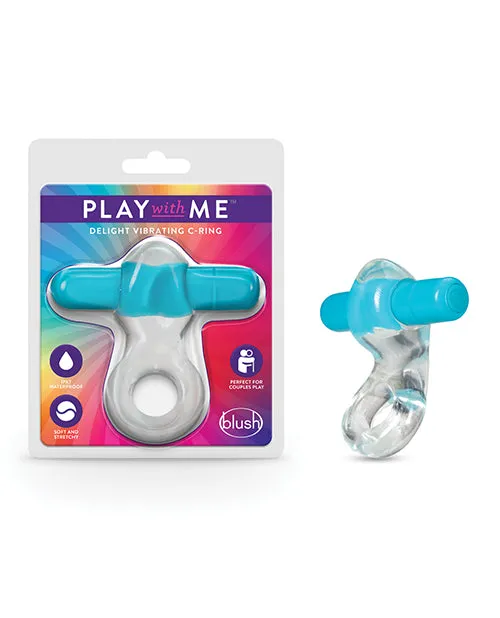 Play with Me Delight Vibrating Cock Ring Blue Play With Me By Blush Couples