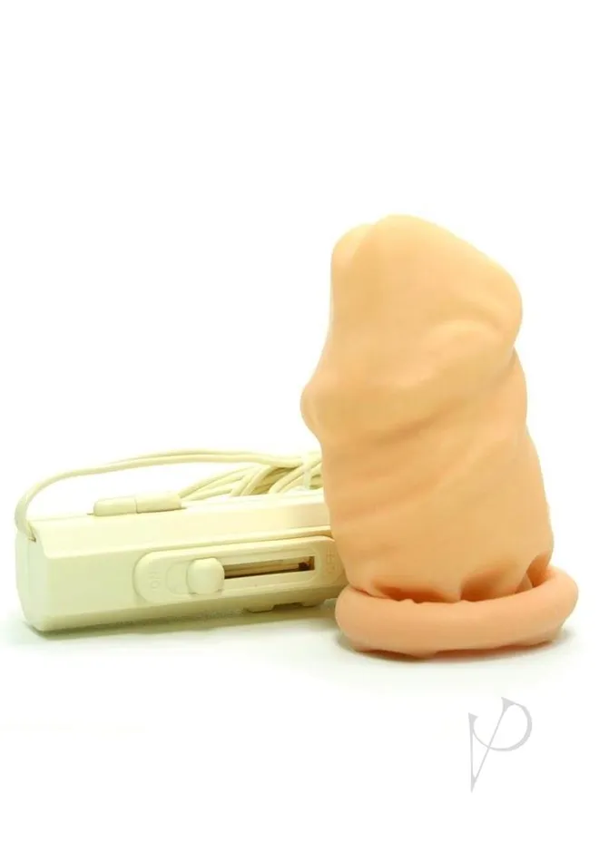 Pleasure Sleeve Male Sex Toys 2Inch Latex Multi Speed Vibrating Penis Extension Sleeve Vanilla Pleasure Sleeve Male Sex Toys 2Inch Latex Multi Speed Vibrating Penis Extension Sleeve Vanilla