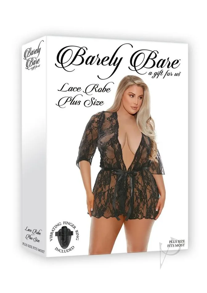 Plus Size Barely Bare Lace Robe Plus Size Black Barely Bare