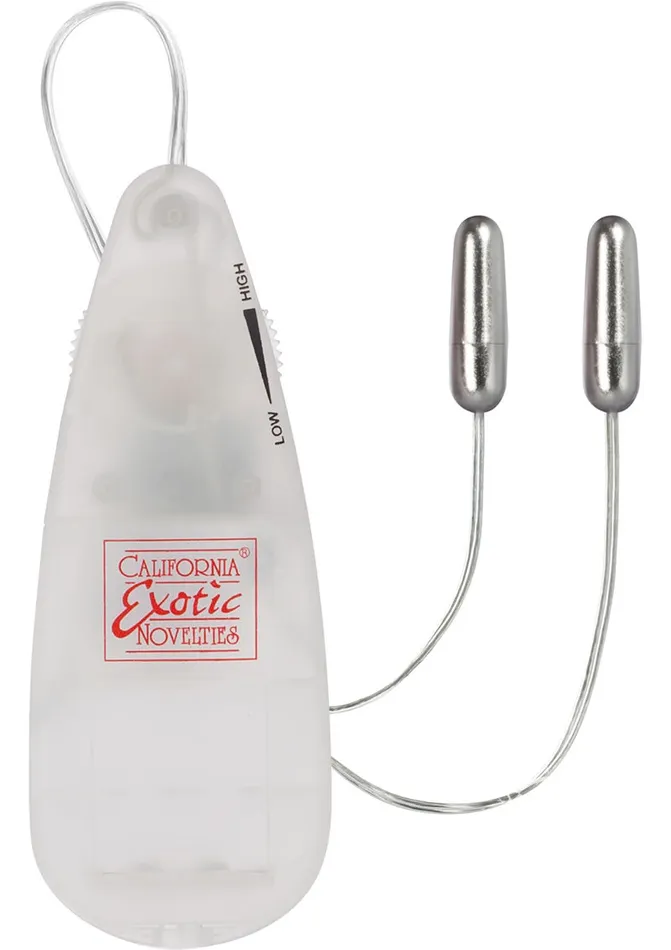 Pocket Exotics Female Sex Toys Pocket Exotics Dual Heated Whisper Bullets with Wired Remote Control Silver