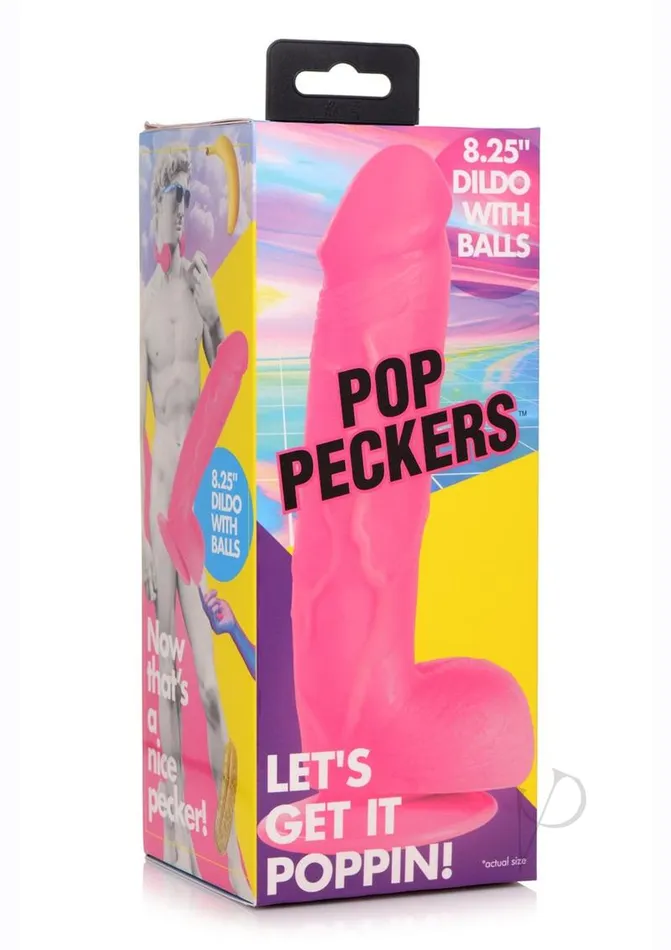 Pop Peckers Female Sex Toys Pop Peckers Dildo with Balls 825in Pink