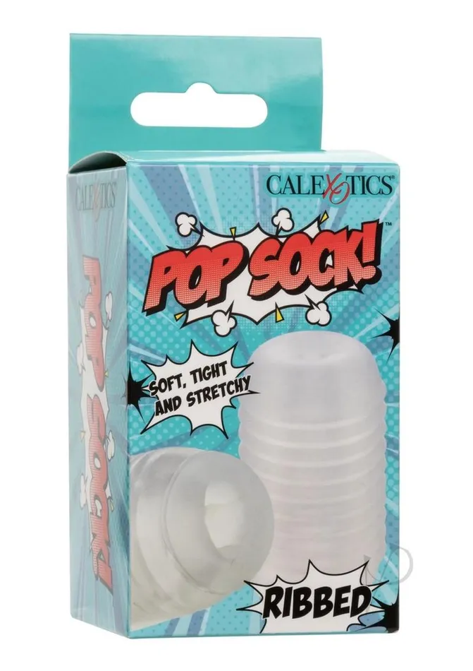 Pop Sock Male Sex Toys Pop Sock Ribbed Stroker Clear