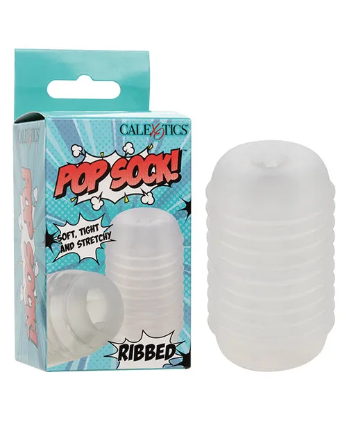 Pop Sock Male Sex Toys Pop Sock Ribbed Stroker Clear