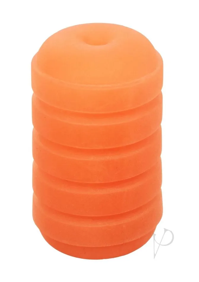 Pop Sock Ribbed Stroker Orange Pop Sock Male Sex Toys
