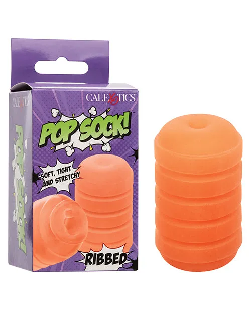 Pop Sock Ribbed Stroker Orange Pop Sock Male Sex Toys