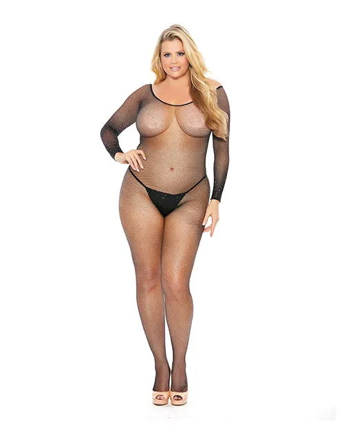 Popsi Lingerie Bodystockings Playsuits Rhinestone Fishnet Full Sleeved Bodystocking Black QN Popsi Lingerie Bodystockings Playsuits Rhinestone Fishnet Full Sleeved Bodystocking Black QN