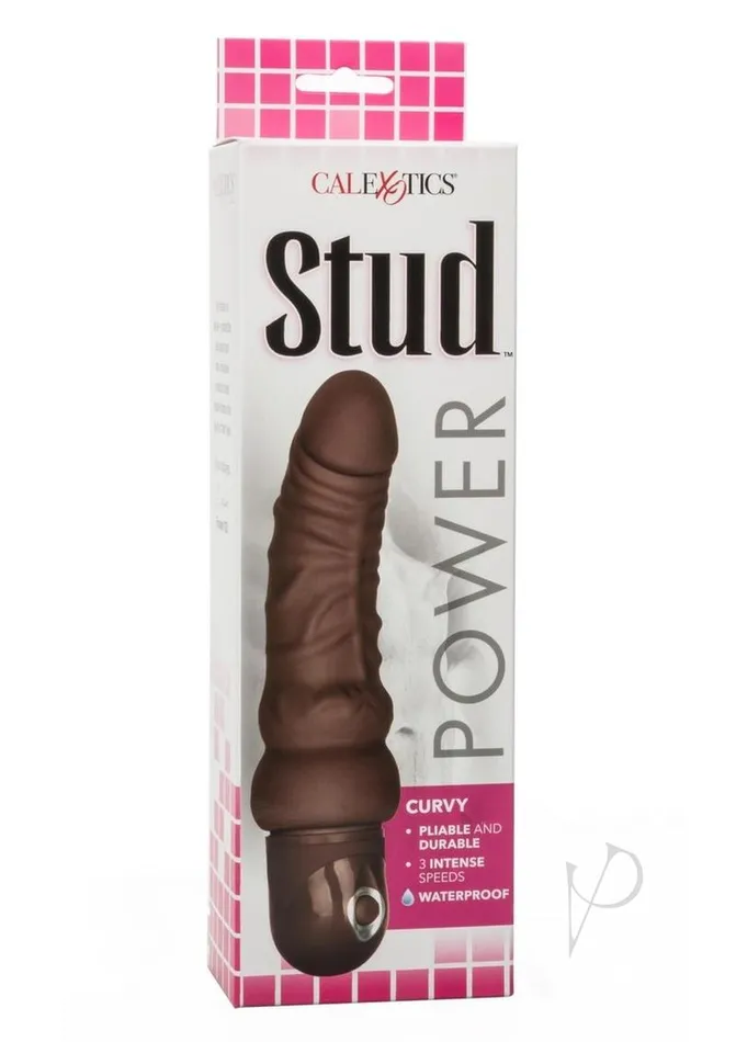Power Stud Curvy Vibrating Dildo Chocolate Studs Female Sex Toys