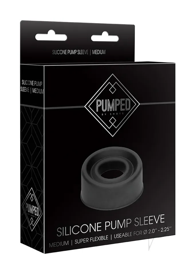 Pumped Silicone Pump Sleeve Medium Black Pumped Male Sex Toys