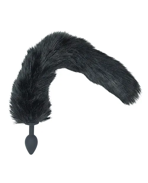 Punishment Anal Punishment Fox Tail Silicone Butt Plug Black