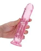 RealRock Crystal Clear Straight No Balls Dildo 7in Pink Real Rock Dildos RealRock Crystal Clear Straight No Balls Dildo 7in Pink Real Rock Dildos