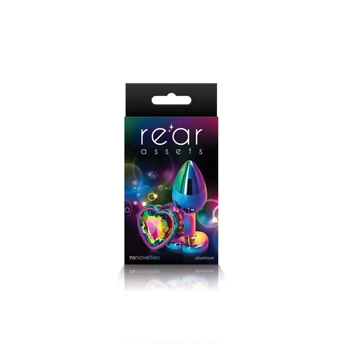 Rear Assets Multi Coloured Heart Butt Plug Medium NS Novelties Anal