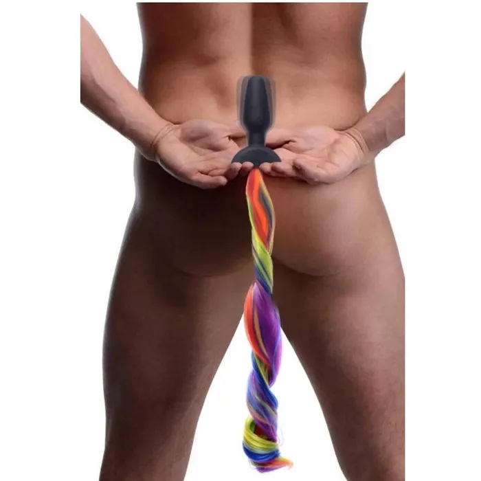 Remote Control Vibrating Rainbow Pony Tail Anal Plug Tailz Male Sex Toys