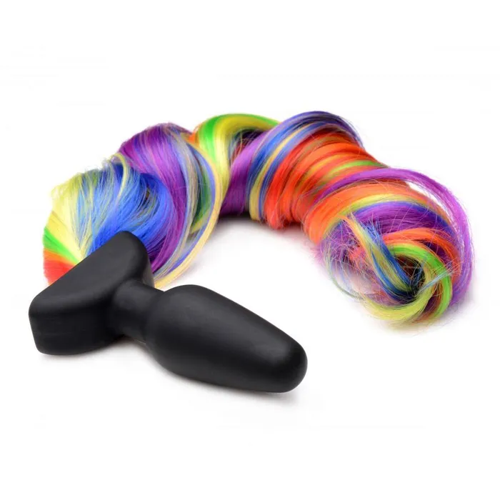 Remote Control Vibrating Rainbow Pony Tail Anal Plug Tailz Male Sex Toys