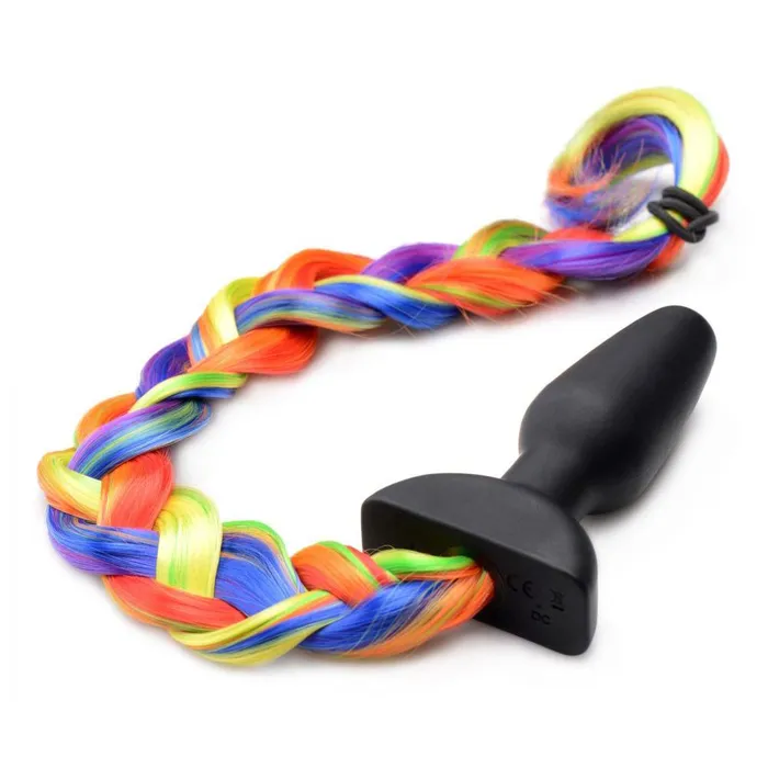 Remote Control Vibrating Rainbow Pony Tail Anal Plug Tailz Male Sex Toys