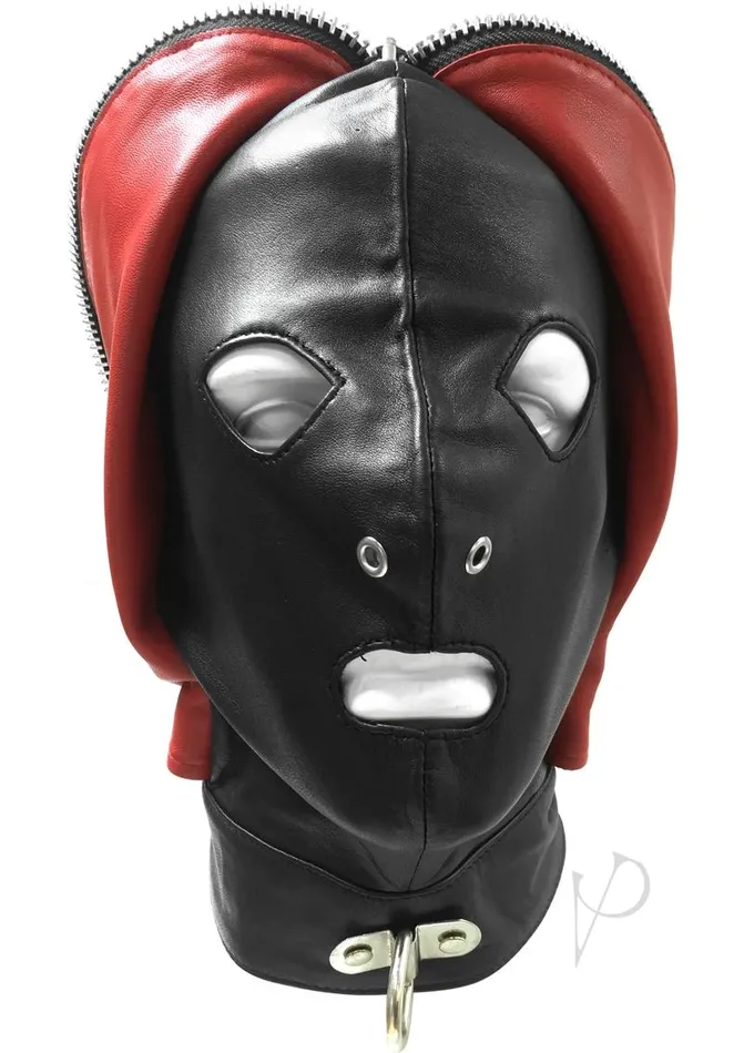 Restraints Rouge Rouge Leather Fly Trap Mask Adjustable Black and Red