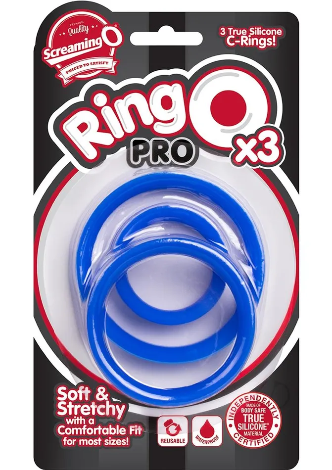 RingO Pro x3 Silicone Cock Rings Set Waterproof Blue 3 piece pack Ring O Male Sex Toys RingO Pro x3 Silicone Cock Rings Set Waterproof Blue 3 piece pack Ring O Male Sex Toys
