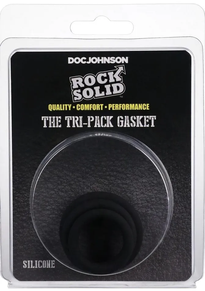 Rock Solid TriPack Silicone Gasket Cock Ring Black Rock Solid Male Sex Toys Rock Solid TriPack Silicone Gasket Cock Ring Black Rock Solid Male Sex Toys