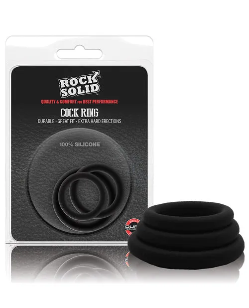 Rock Solid TriPack Silicone Gasket Cock Ring Black Rock Solid Male Sex Toys Rock Solid TriPack Silicone Gasket Cock Ring Black Rock Solid Male Sex Toys