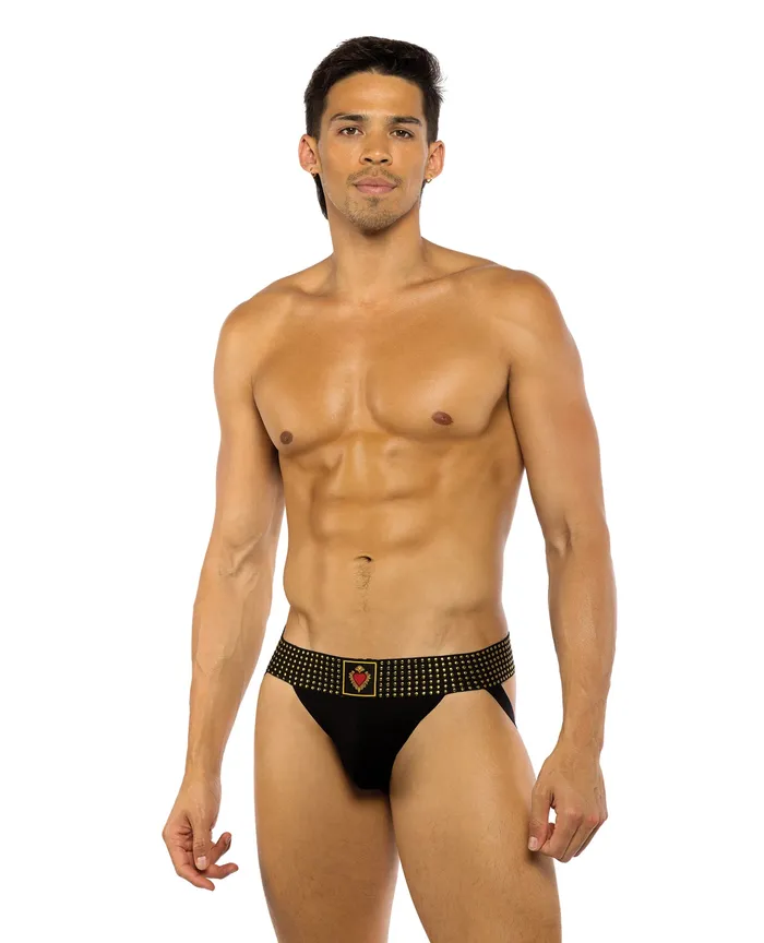 Roma Confidential Anal Sacred Heart Jockstrap wContoured Pouch Studded Elastic Waist Black LG Roma Confidential Anal Sacred Heart Jockstrap wContoured Pouch Studded Elastic Waist Black LG
