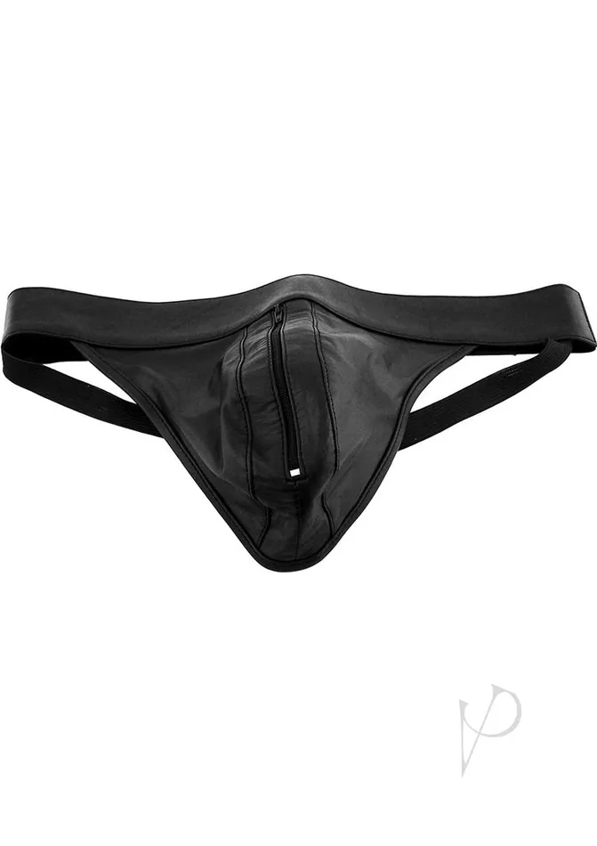 Rouge Restraints Rouge Leather Zip Jocks Large Black