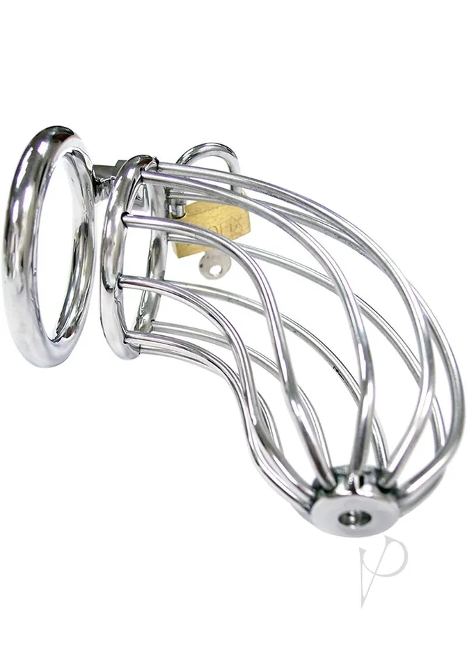 Rouge Stainless Steel Chastity Cock Cage with Padlock Rouge Male Sex Toys