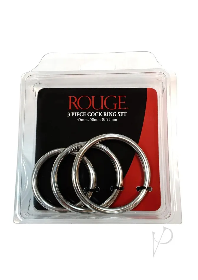 Rouge Stainless Steel Cock Ring Set of 3 Pieces Rouge Male Sex Toys