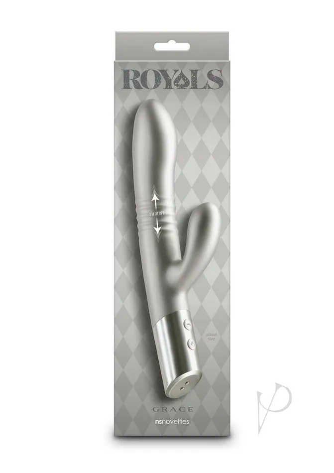 Royals Grace Rechargeable Silicone Rabbit Vibrator Gray Royals Female Sex Toys Royals Grace Rechargeable Silicone Rabbit Vibrator Gray Royals Female Sex Toys