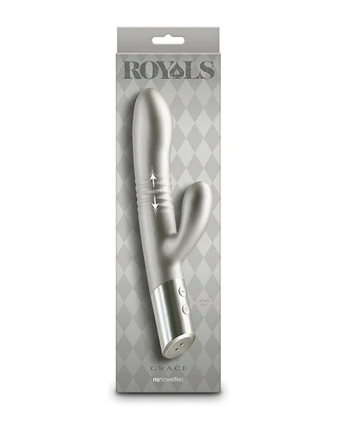 Royals Grace Rechargeable Silicone Rabbit Vibrator Gray Royals Female Sex Toys Royals Grace Rechargeable Silicone Rabbit Vibrator Gray Royals Female Sex Toys