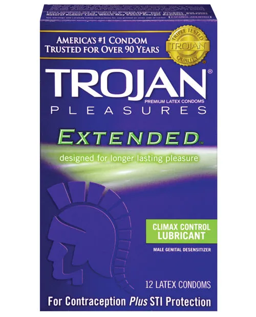 Sexual Health Wellbeing Trojan Condom Pleasures Extended Climax Control Lubricant 12 Pack Trojan