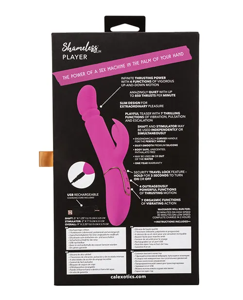 Shameless Slim Player Silicone Rechargeable Rabbit Vibrator Fuchsia Shameless Female Sex Toys